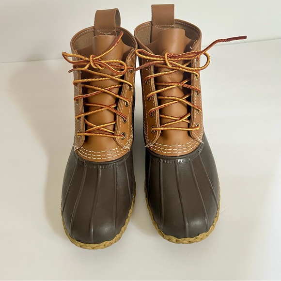 LL Bean Brown Leather Unisex Unlined Ankle Duck Boots Size 7N Men and 9N Women - Picture 2 of 11